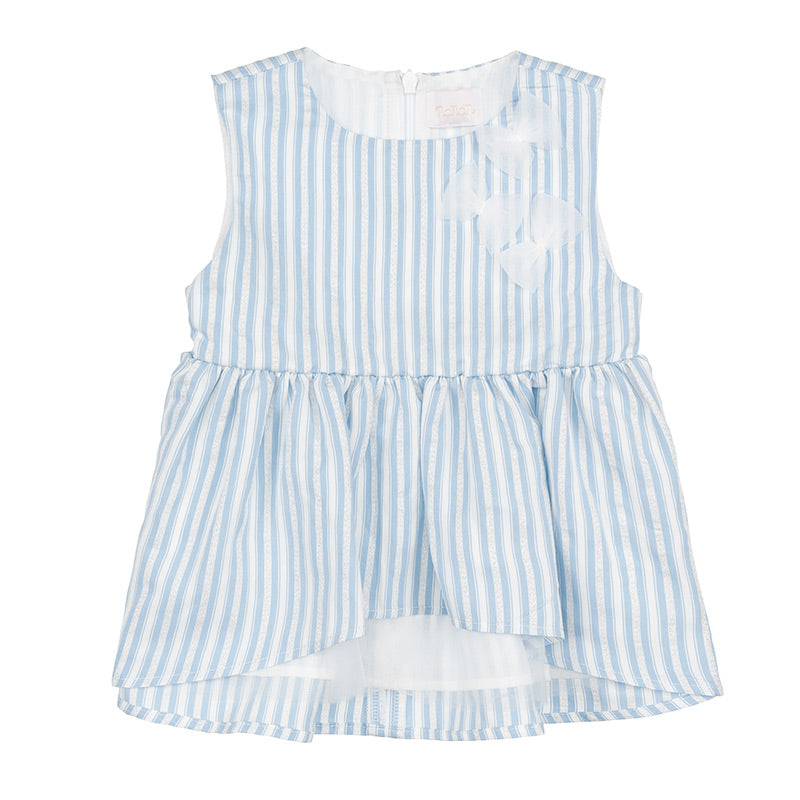 Blusa smanicata a righe azzurra-Nanan official