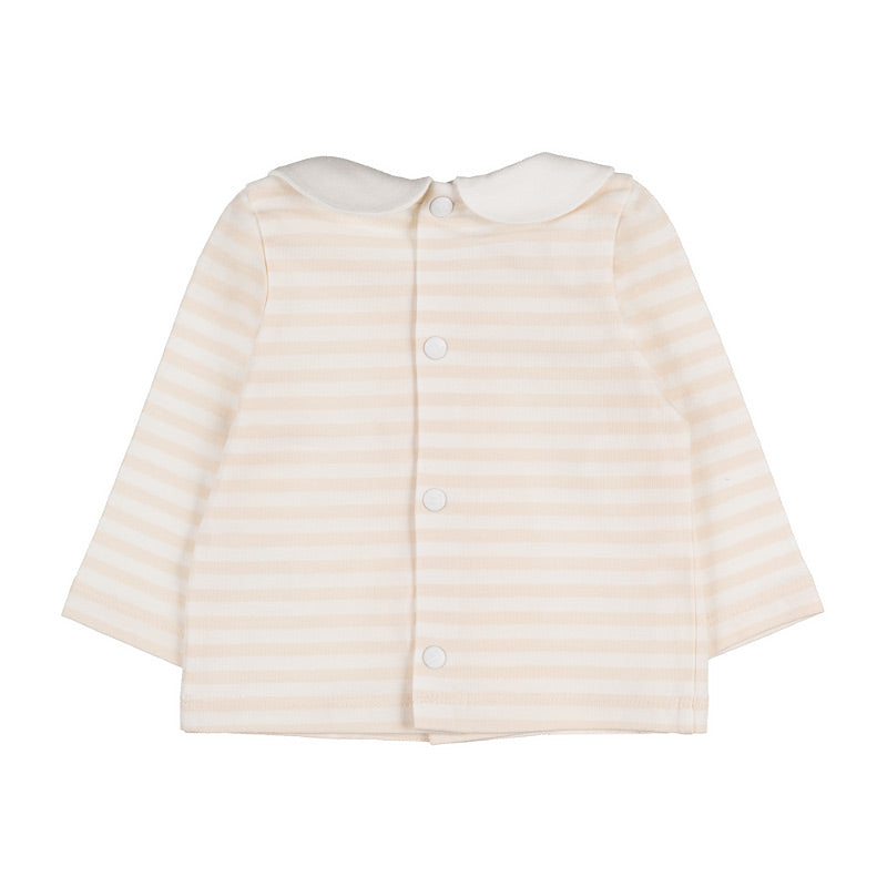 Tutina due pezzi beige a righe con colletto-Nanan official