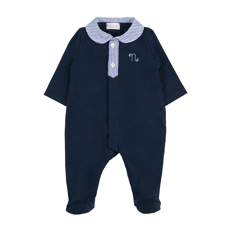 Tutina aperta davanti blu c/colletto a righe - Nanan official