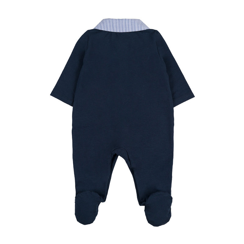 Tutina aperta davanti blu c/colletto a righe - Nanan official