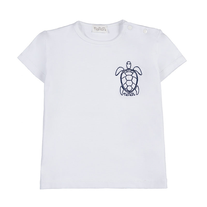 T-shirt bianca a mezza manica c/tartaruga - Nanan official