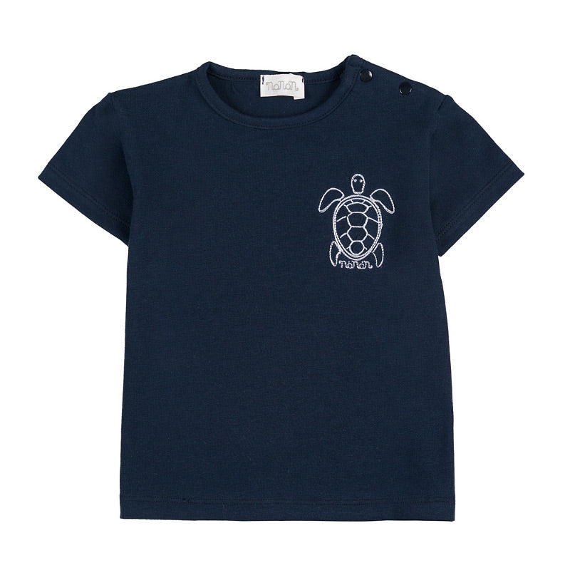 T-shirt blu a mezza manica c/tartaruga - Nanan official