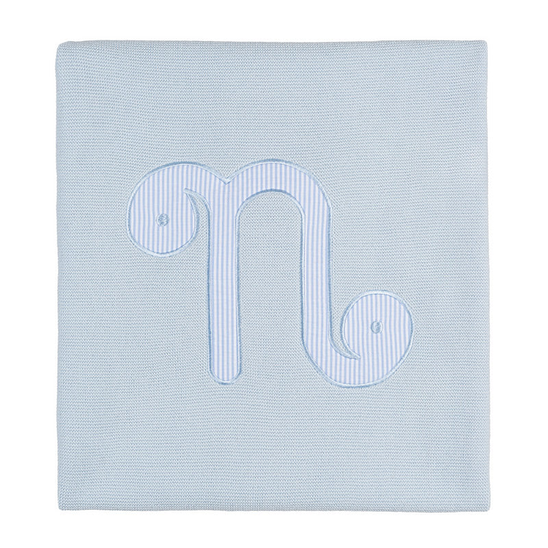 Coperta azzurra c/ricamo a righe - Nanan official