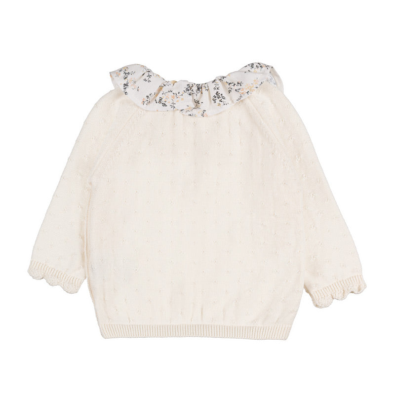 Tutina due pezzi off-white con colletto fiorato-Nanan official