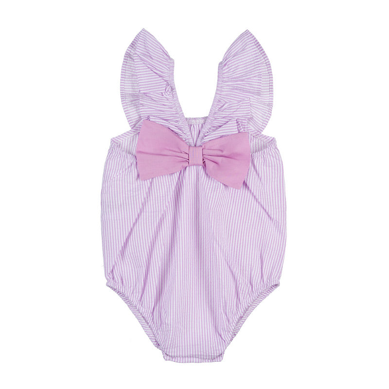 Pagliaccetto a righe lilla con fiocco - Nanan official