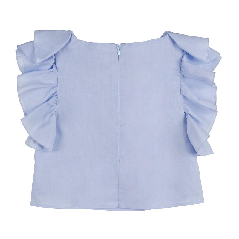 Blusa azzurra con frappe - Nanan official