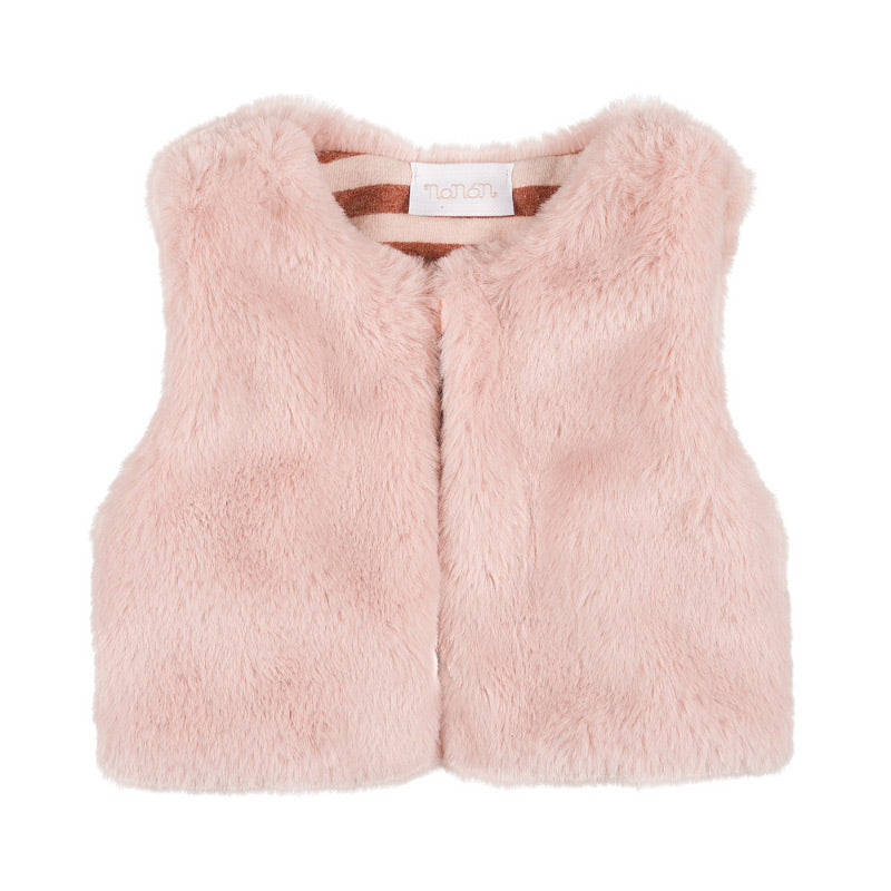 Gilet in ecopelliccia rigato rosa - Nanan official