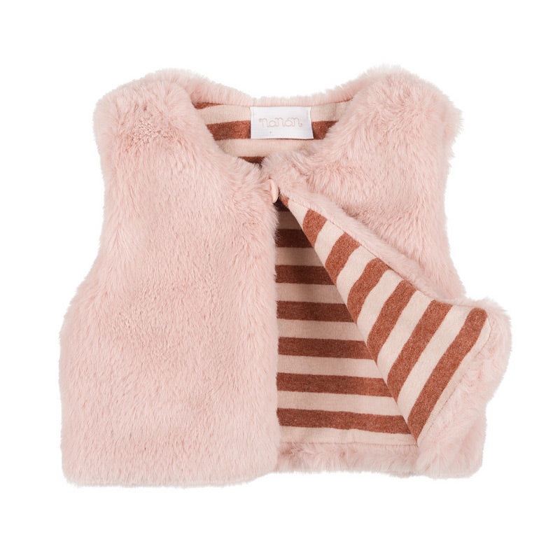 Gilet in ecopelliccia rigato rosa - Nanan official