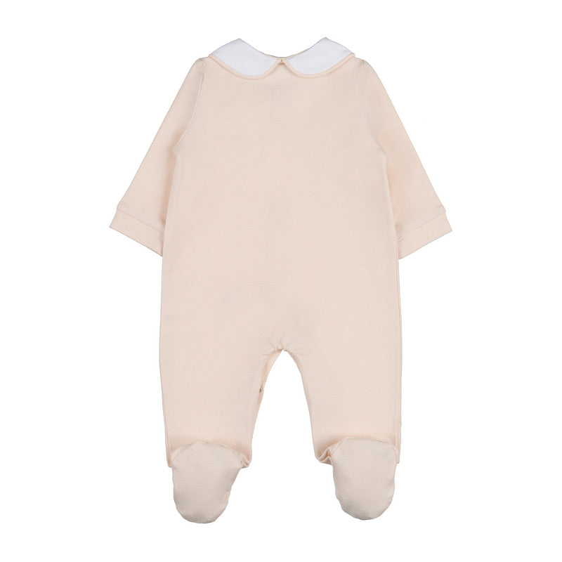 Tutina aperta davanti beige in jersey con ricami - Nanan official