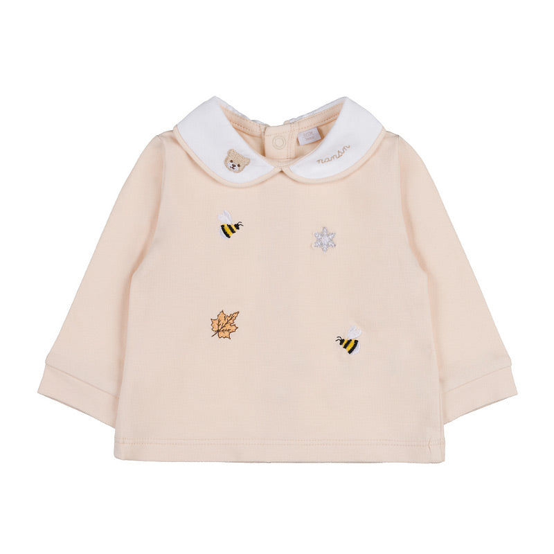 Tutina due pezzi beige in jersey con ricami - Nanan official