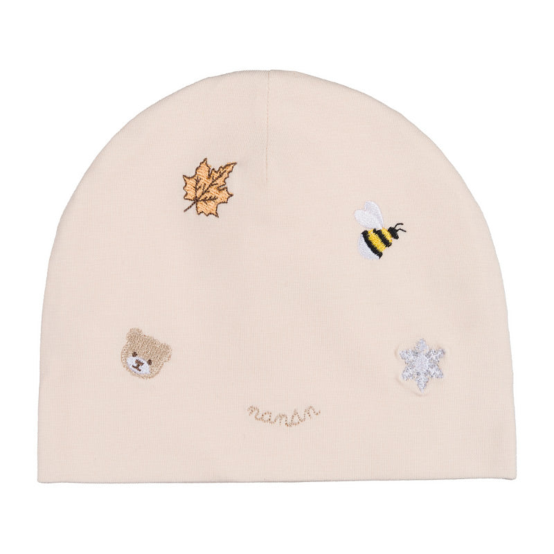 Berretta beige in jersey con ricami - Nanan official