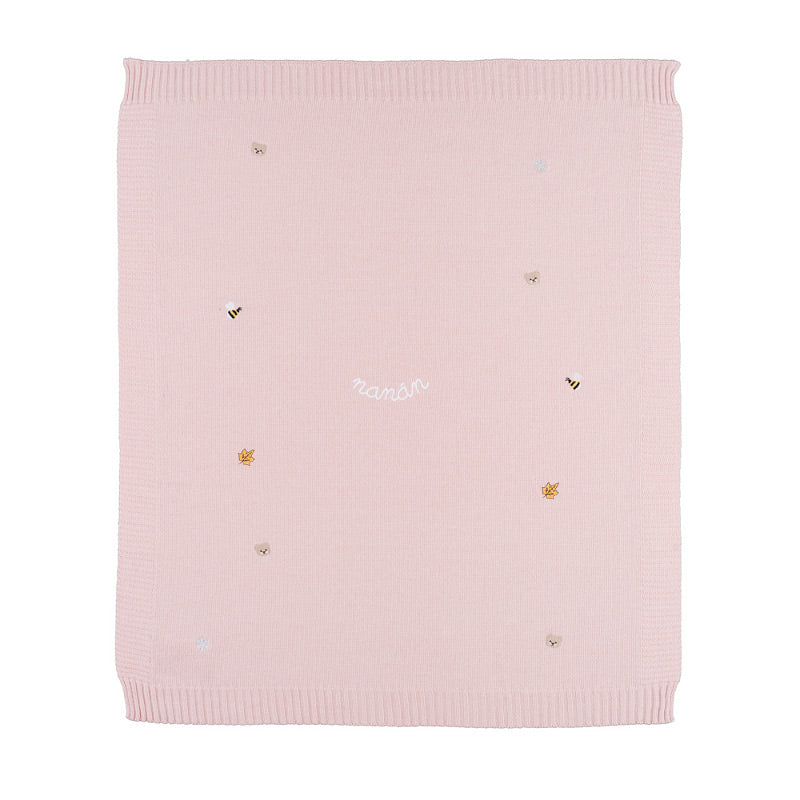 Coperta rosa in filo con ricami - Nanan official