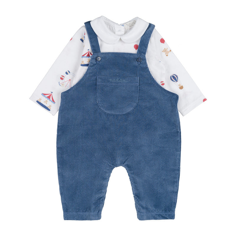Tutina salopette azzurra in jersey con allover circus - Nanan official