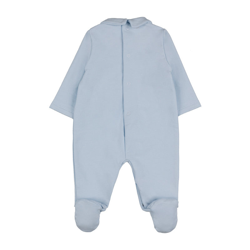 Tutina azzurra con orsetto e rombi - Nanan official