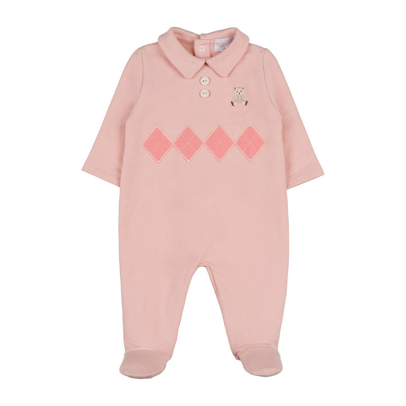 Tutina rosa con orsetto e rombi - Nanan official