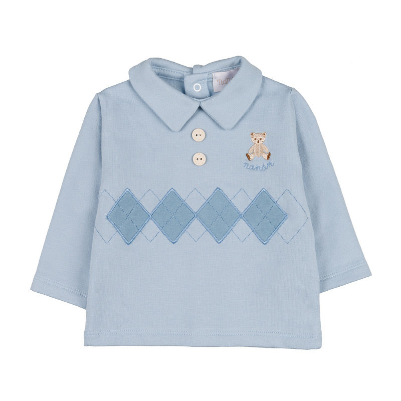 Tutina due pezzi azzurra con motivo rombi - Nanan official
