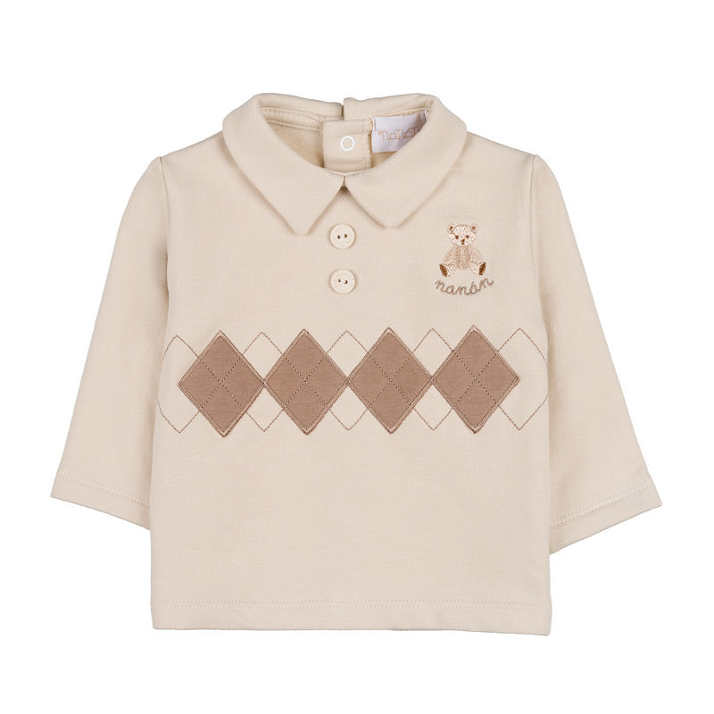 Tutina due pezzi beige con motivo rombi - Nanan official