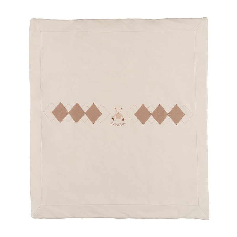 Coperta beige con orsetto e rombi - Nanan official