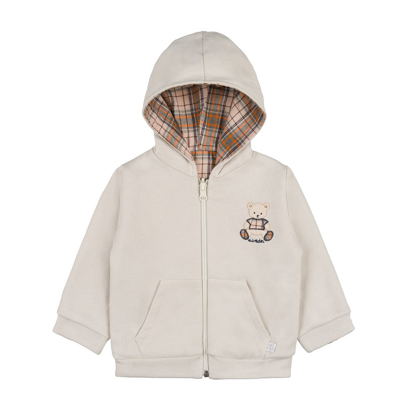 Felpa fullzip panna con cappuccio reversibile - Nanan official