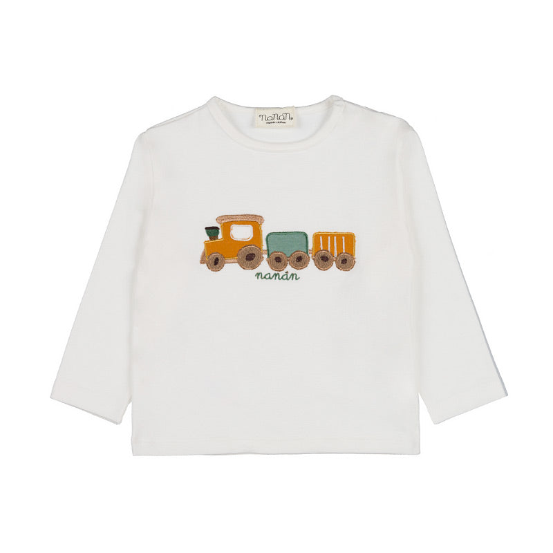 T-shirt manica lunga bianca con trenino - Nanan official