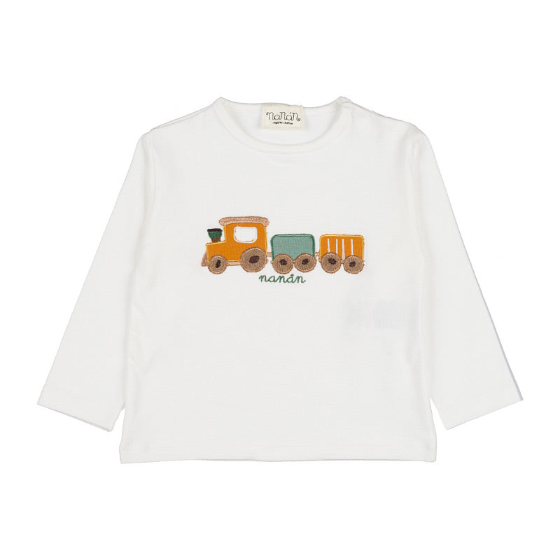 T-shirt manica lunga bianca con trenino - Nanan official