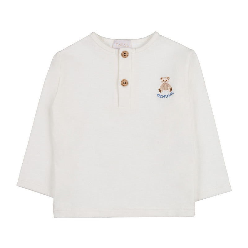 T-shirt maniche lunghe con bottoncini e orsetto - Nanan official