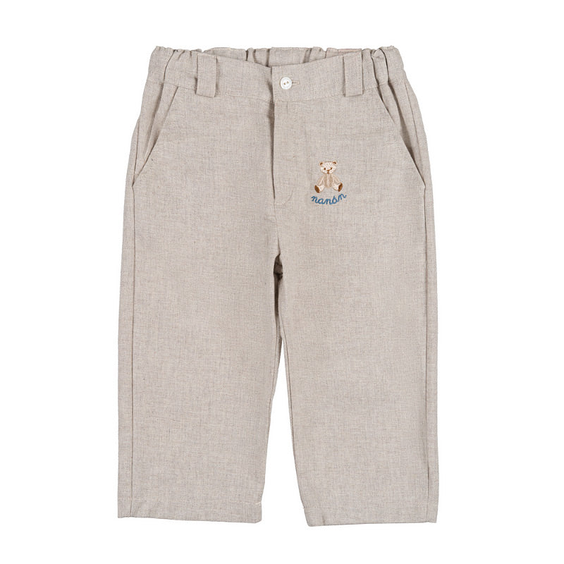 Pantalone beige con tasche e orsetto - Nanan official
