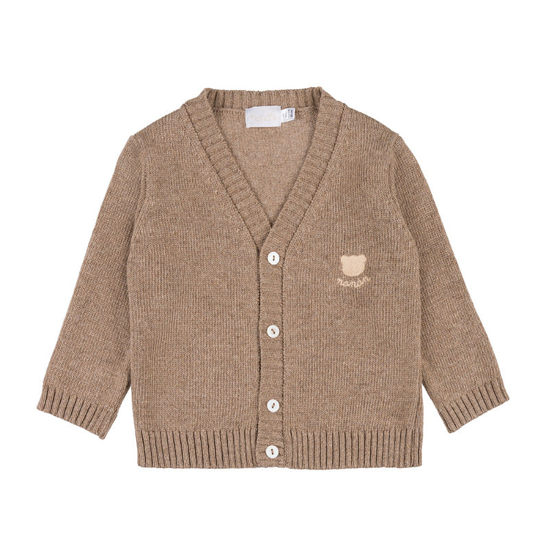 Cardigan beige a V con orsetto - Nanan official