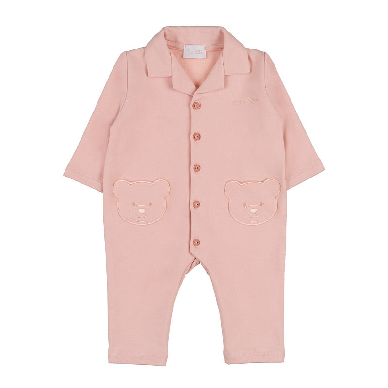 Tutina aperta davanti rosa con tasche orsetto - Nanan official