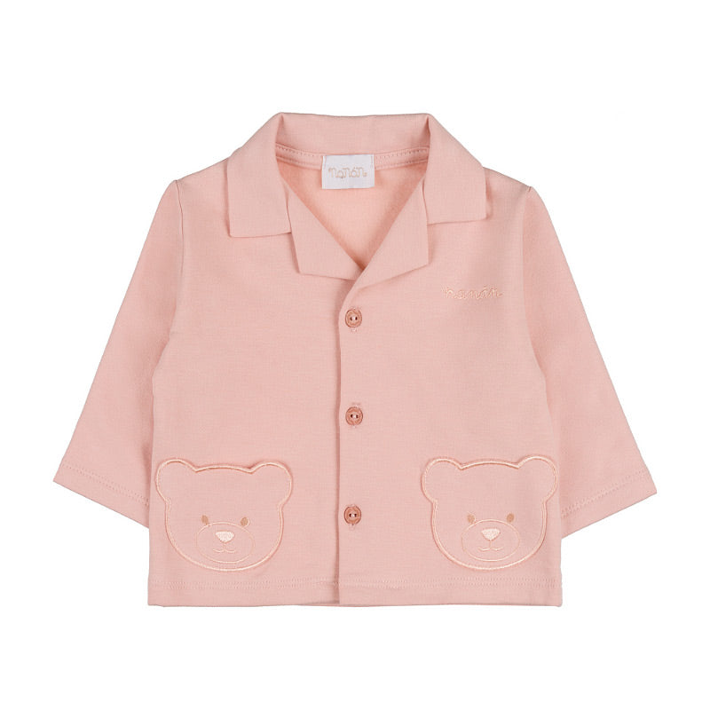 Tutina due pezzi aperta davanti rosa con tasche orsetto - Nanan official
