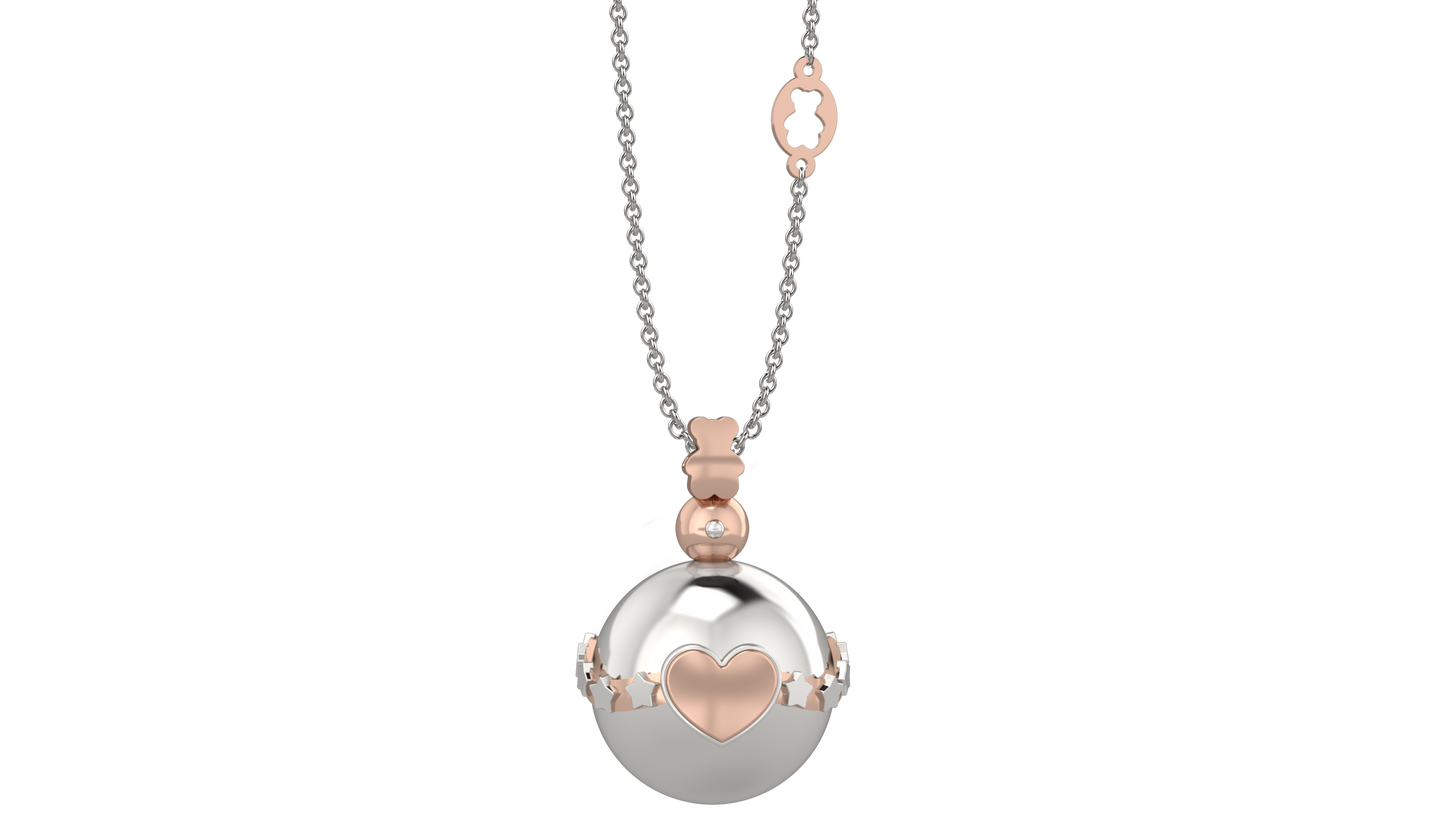 Pendente in Ag 925 Con Bola in Metallo - Cuore - Nanan official