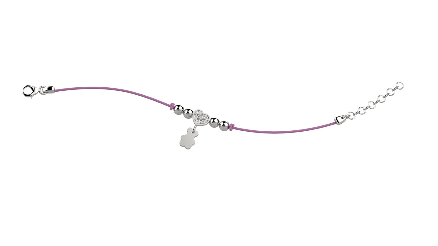 Bracciale Argento Cuore Brillantini - Col Lilla - Nanan official