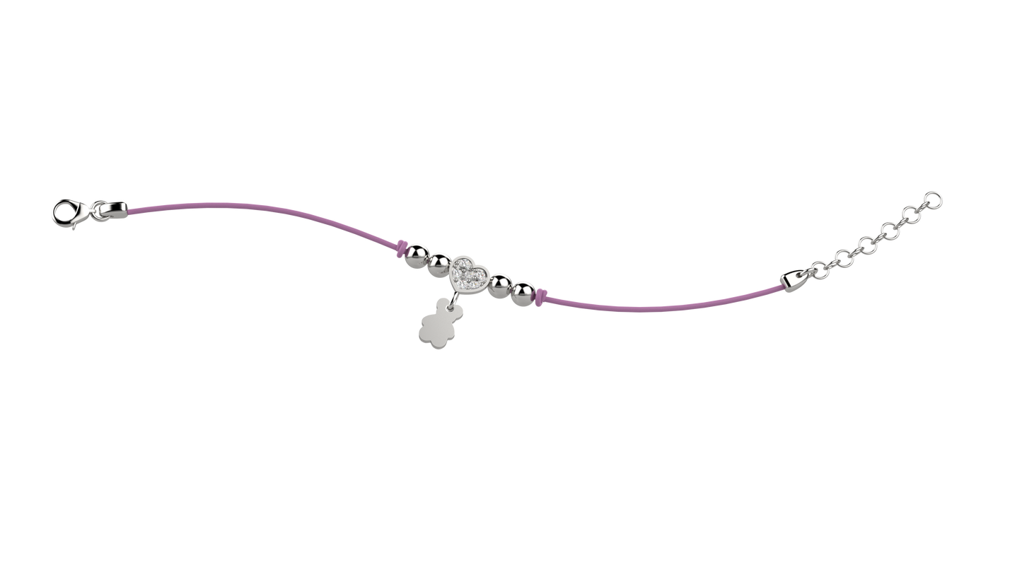 Bracciale Argento Cuore Brillantini - Col Lilla - Nanan official