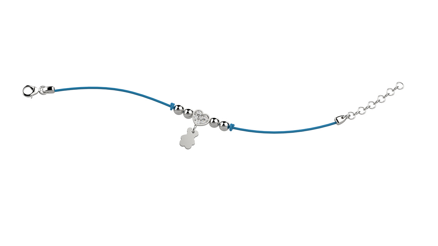 Bracciale Argento Cuore Brillantini - Col Azzurro - Nanan official