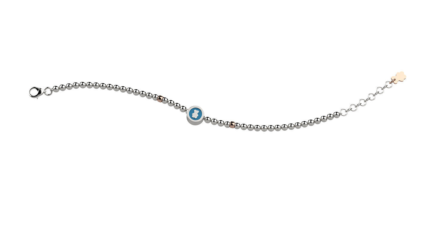 Bracciale Argento 925 Con Pallini - Orsetto Azzurro - Nanan official