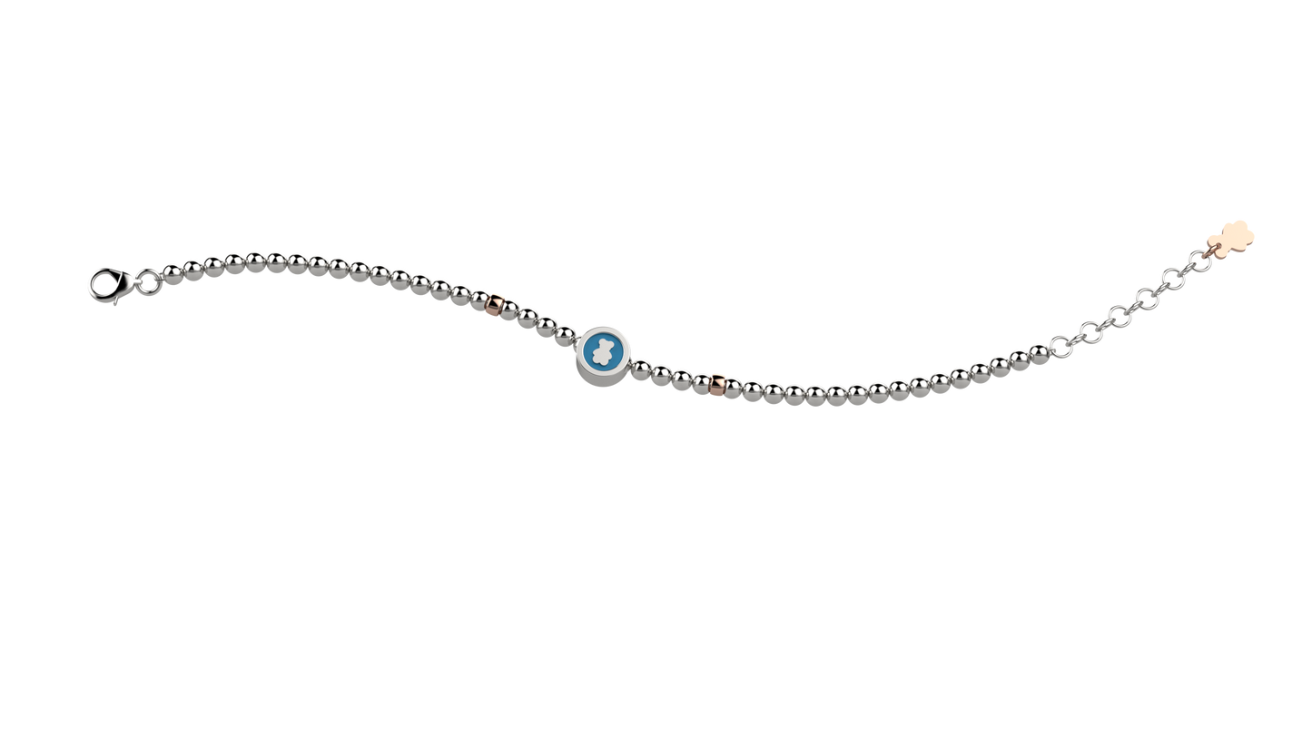 Bracciale Argento 925 Con Pallini - Orsetto Azzurro - Nanan official