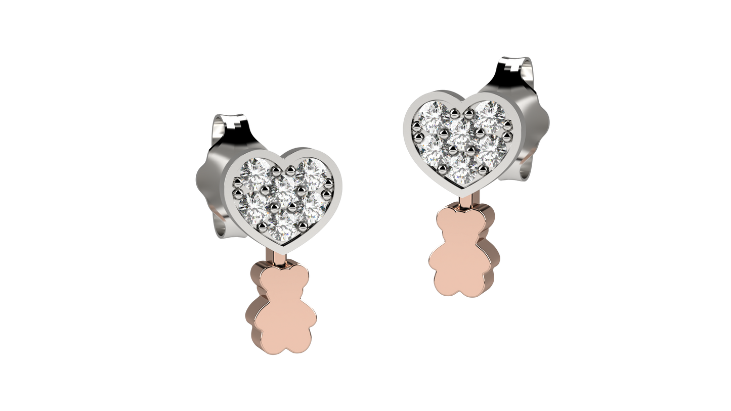 Orecchini Argento 925 - Cuore Con Brillantini - Nanan official