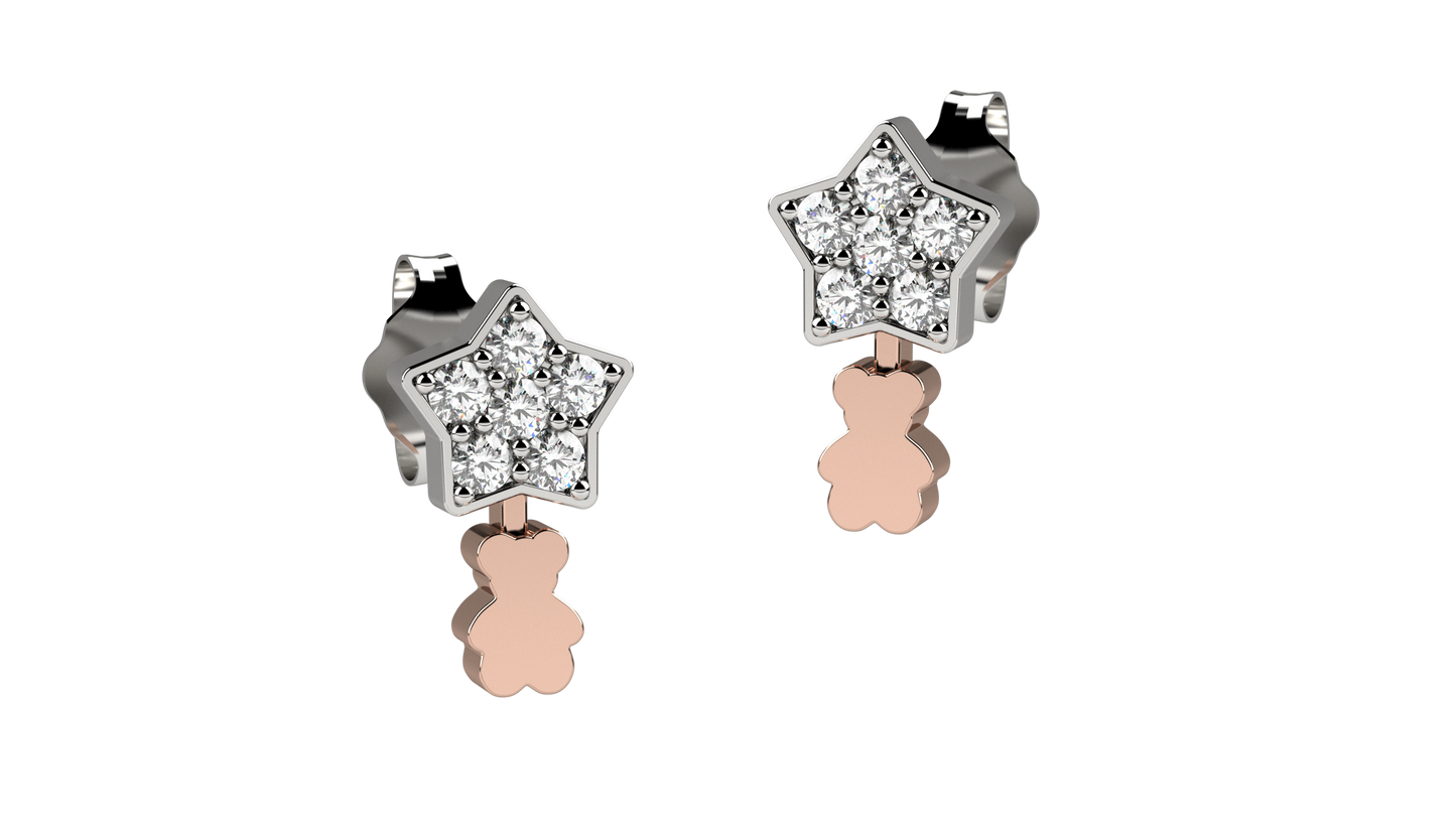 Orecchini Argento 925 - Stella Con Brillantini - Nanan official