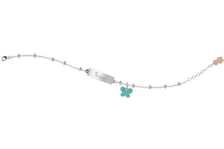 Bracciale con Targhetta Personalizzabile e Farfalla Tiffany - Nanan official