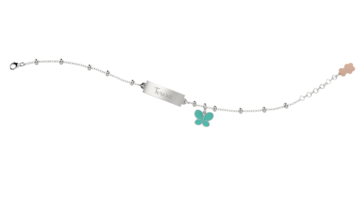 Bracciale con Targhetta Personalizzabile e Farfalla Tiffany - Nanan official