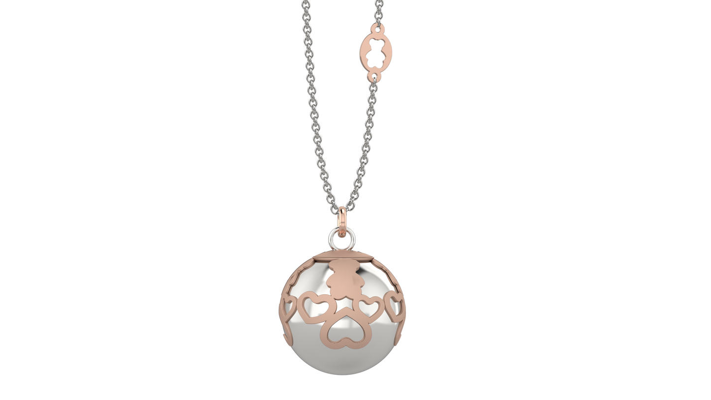 Pendente Arg 925 con ciondolo a boule con orsetto e cuoricini - Nanan official