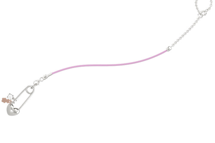 Spilla Portaciuccio con cordino rosa - Ag 925 - Nanan official