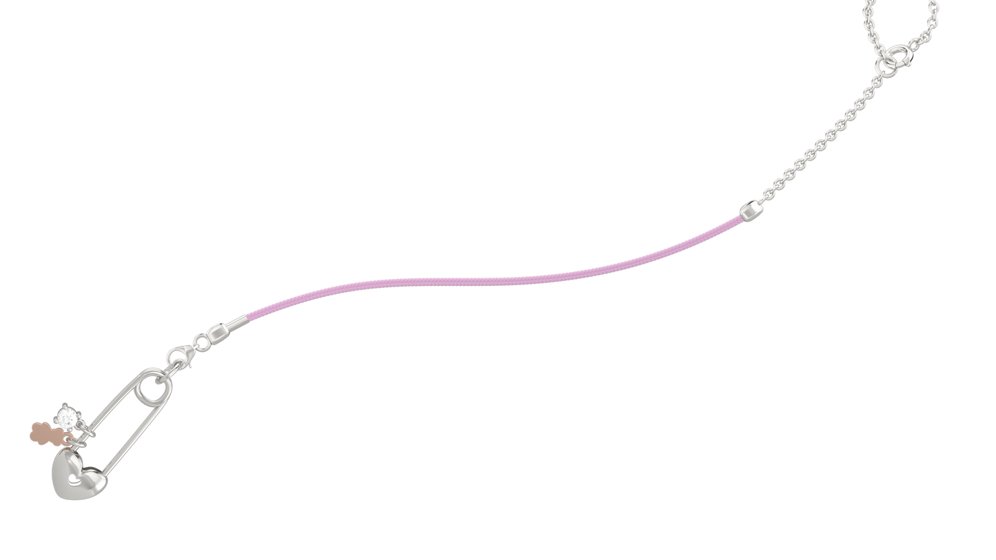 Spilla Portaciuccio con cordino rosa - Ag 925 - Nanan official