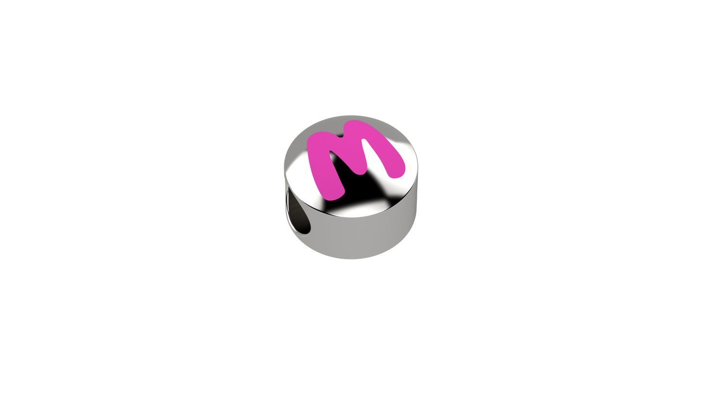 Cursore lettera rosa M - Ag 925 - Nanan official