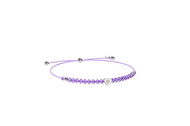 Bracciale Cordino con cuore Lilla - Nanan official