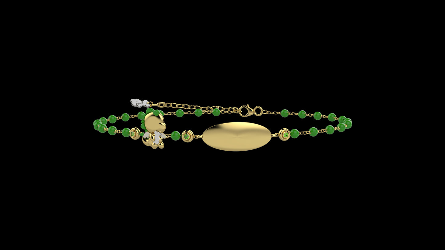 Bracciale incidibile Bimbi con Draghetto del Cuore Verde Argento 925 - Nanan official