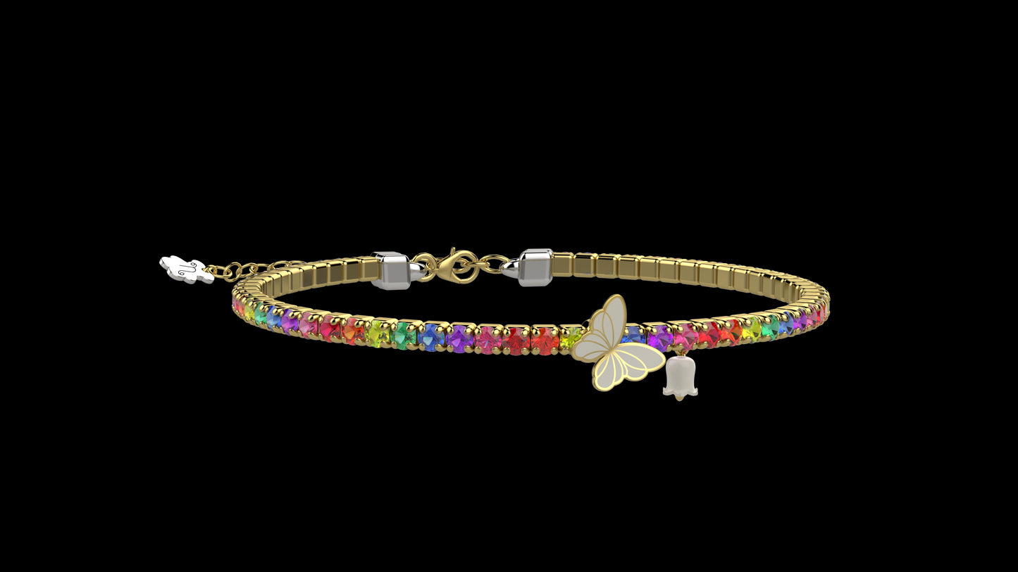 Bracciale Tennis Mamma Argento 925 con pietre multicolor - Nanan official