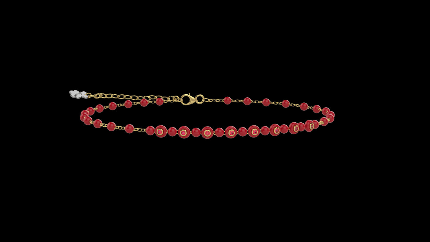 Bracciale Bimbi Argento 925 con pietre e dettagli rossi - Nanan official