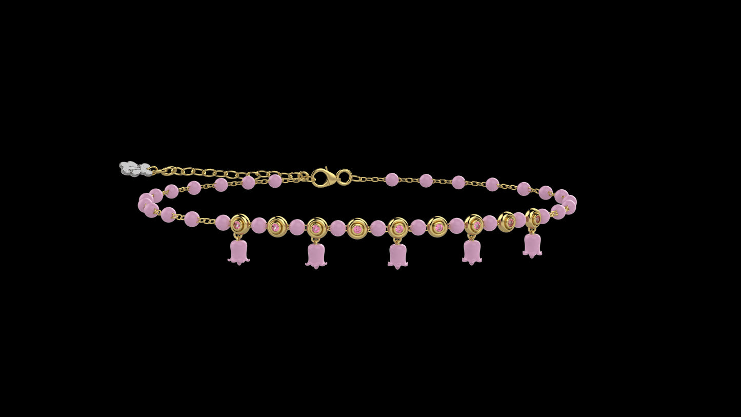 Cavigliera della Gioia Argento 925, pietre e dettagli Rosa - Nanan official