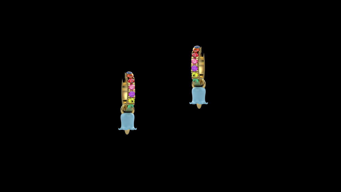 Orecchini Campanella della Gioia Azzurra Argento 925, pietre multicolor - Nanan official